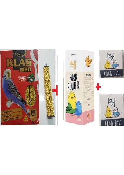 Klas Bird Klas Muhabbet Kuşu Ballı Kraker 10 Lu +Muhabbet Kuşu Vitamin (Kızıştırıcı) 50 cc + 2 Adet Gaga Taşı