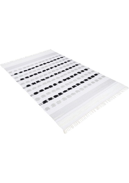 Oslo %100 Doğal Pamuk Dokuma Püsküllü Kilim K7 Gri Siyah fiyatları