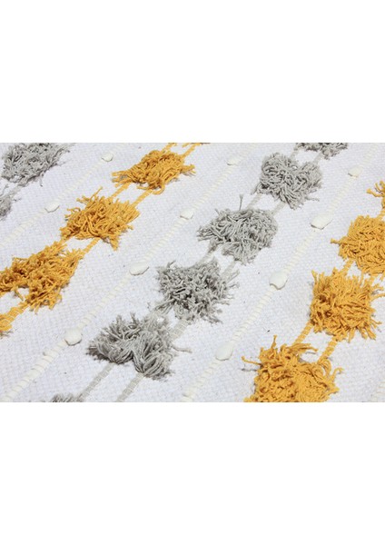 Oslo %100 Doğal Pamuk Dokuma Püsküllü Kilim K6 Gri Altın modelleri