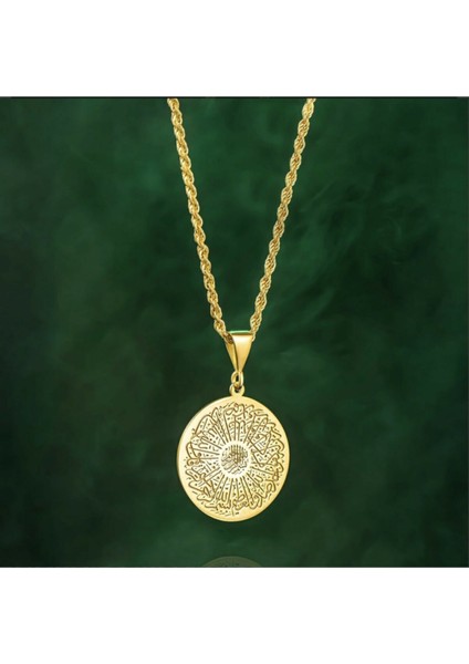 Altın Renk Süleyman Mührü ve Ayetel Kursi Gümüş Kolye fiyatları