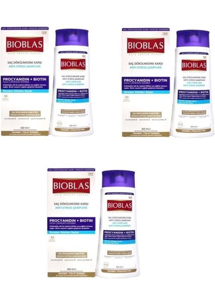 Şampuan 360ML Procyanidin + Biotin Anti-Stress Şampuanı x 3 Adet