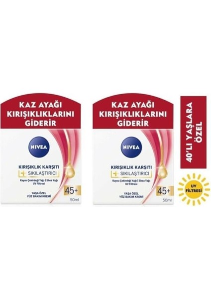 Yüz Bakım Kremi +45 Yaş 50 ml x 2 Adet