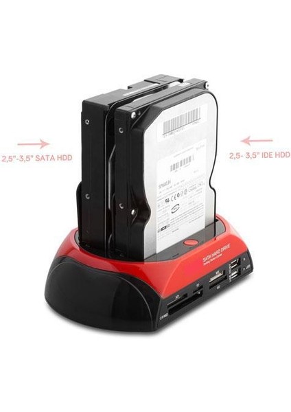 PrimeX Plus PX-385 Harici USB 2.0 2.5- 3.5 Ide+Sata HDD + Kart Okuyucu Docking