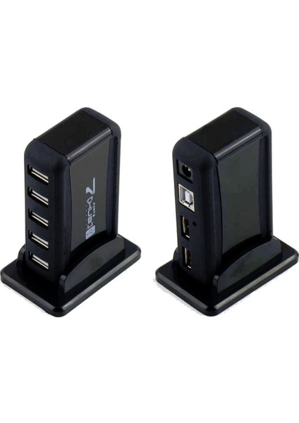 PrimeX Plus PX-1207 Usb2.0 Siyah 7 Port USB Çoklayıcı Hub (Adaptörlü)