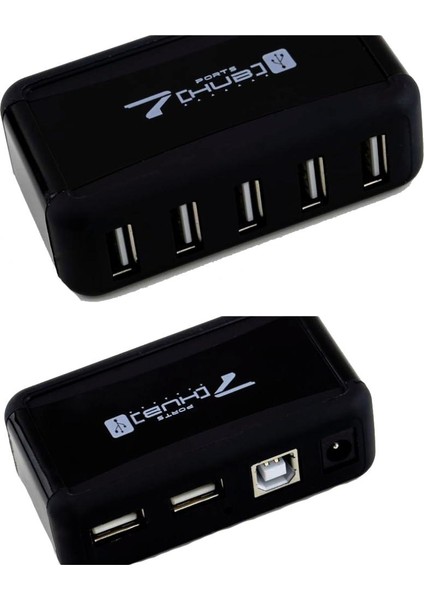 PrimeX Plus PX-1207 Usb2.0 Siyah 7 Port USB Çoklayıcı Hub (Adaptörlü)