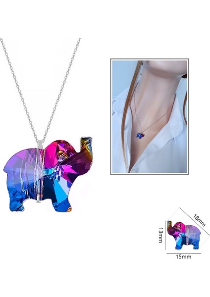 Violet Kristal Fil Kolye