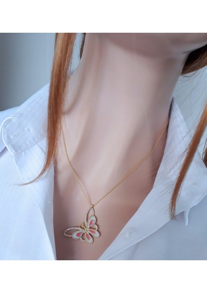 Pembe Hayal Kelebek KOLYE_14K Altın Kapl. fiyatları