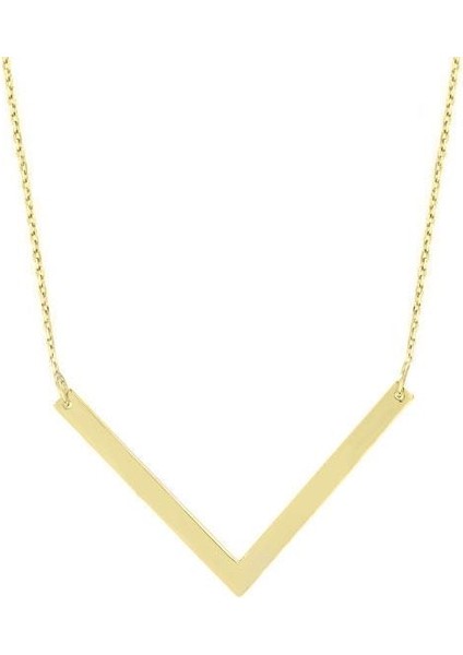 14K Altın V Model Geometrik Kolye