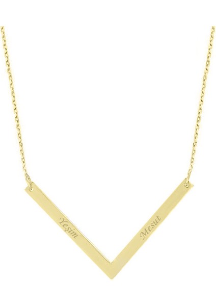 14K Altın V Model Geometrik Kolye