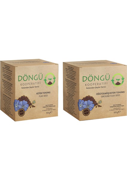%100 Yerli Doğal 2'li Set - Öğütülmüş Keten Tohumu ve Keten Tohumu - Glutensiz