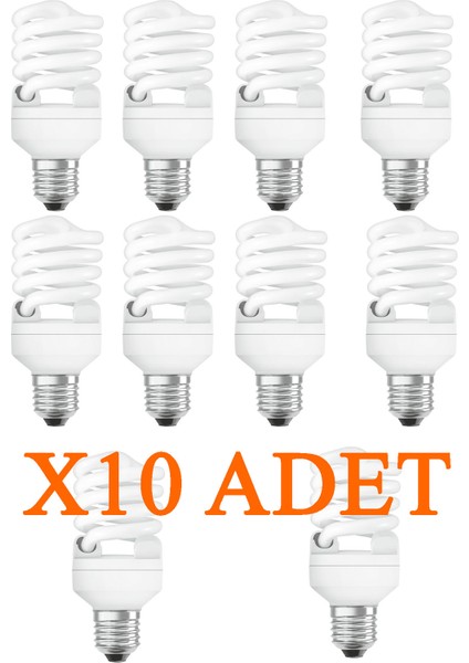 23W Mini Spiral Enerji Tasarruflu Ampul - Sarı Işık - 10'lu Paket