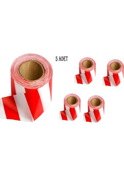 500 Metre Çok Amaçlı Emniyet Şeridi Kırmızı Beyaz x 5 Adet