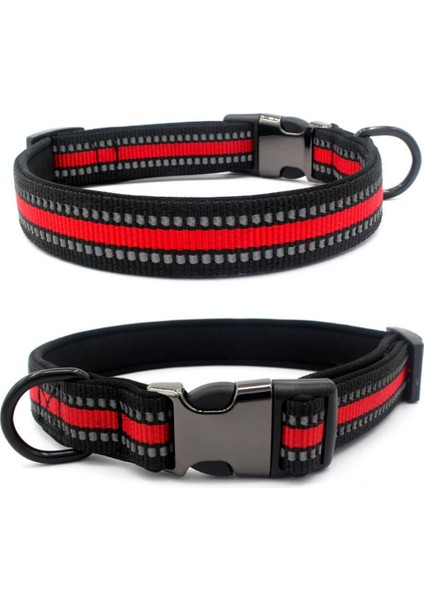 Kırmızı Reflektörlü Büyük Irk Köpek Boyun Tasması Large 2.5 cm 42 - 65 cm