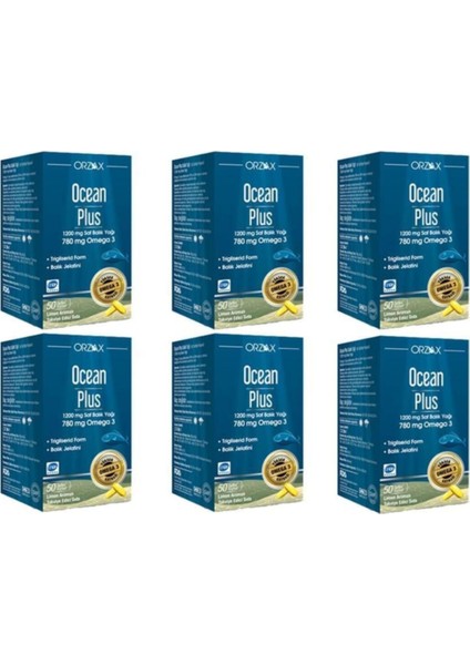 Ocean Plus 1200 Mg Omega 3 Saf Balık Yağı 50 Kapsül 6'lı Paket