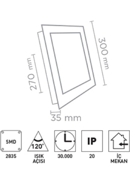 Max Lıght 20WATT 30X30 Clip-In Kare Panel Armatür ( Beyaz Işık ) modelleri