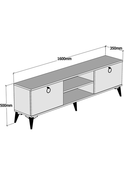 FERNISO Tv Sehpası Modern Siyah Kulplu 160CM