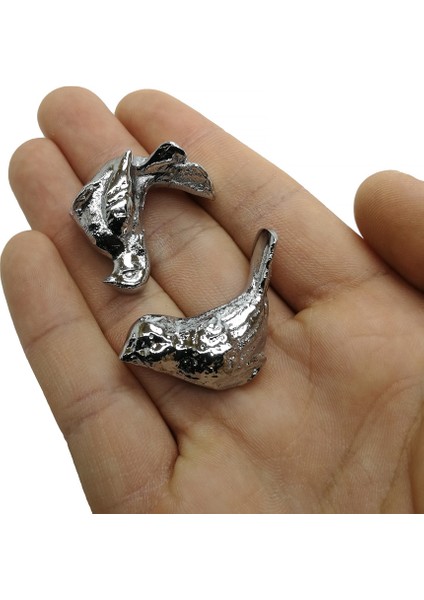 Epoksi Tepsi Kulp Başlığı Kuş Gümüş Model Bir Çift