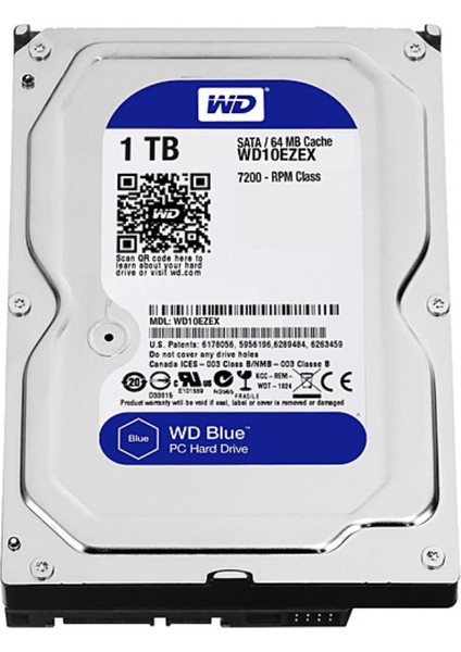 Western Dıgıtal Wd Blue 1 Tb 3.5" 7200 Rpm Sata 3 WD10EZEX Güvenlik Harddisk HDD
