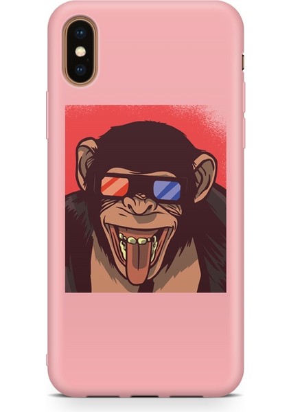 Apple iPhone Xs Max Şımarık Maymun Desenli Telefon Kılıfı