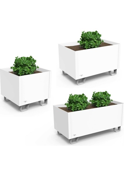 Ayaklı Metal Saksı 3 Parça Set