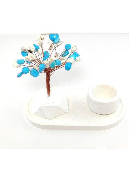 Havlit Turkuaz Doğal Ağaçlı Tealight Seti