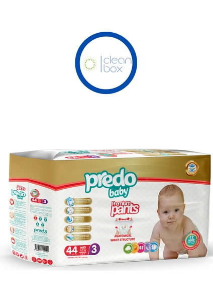 Predo Baby Premium Pants Külot Bezi 3 Numara (4-9kg) Mıdı 44 Adet