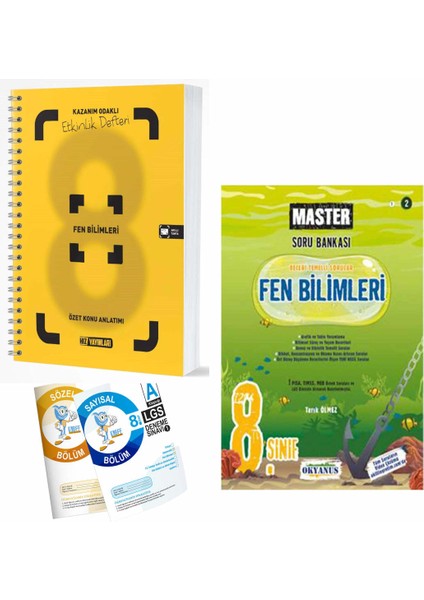 8. Sınıf Fen Bilimleri Özet Konu Anlatımlı Etkinlik Kitabı ve Okyanus Master Fen Bilimleri Soru Bankası