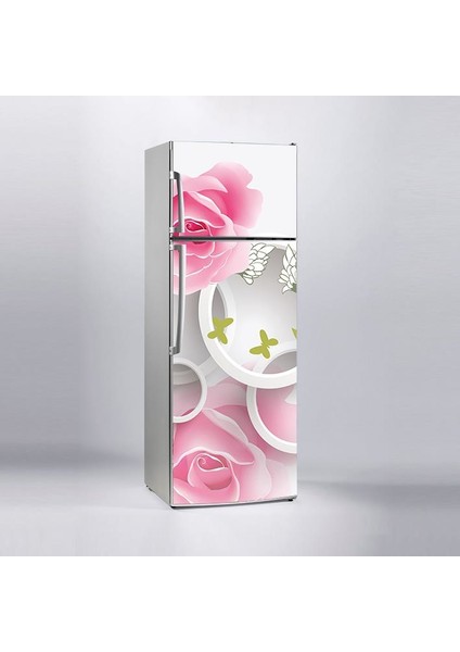 Buzdolabı Sticker Kaplama Dolap Kaplama Etiketi 3D Beyaz Halka Gül