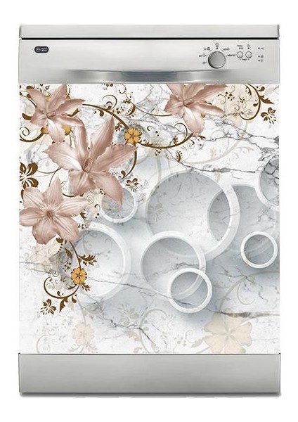 Bulaşık Makinesi Sticker Kaplama Beyaz Eşya Kaplama 3D Mermer Daireler