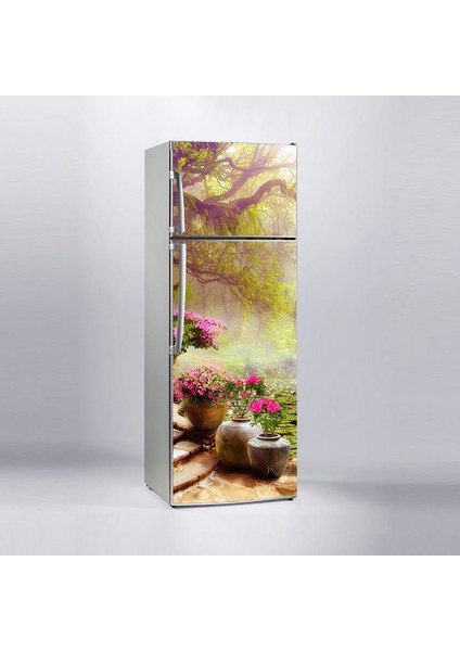 Buzdolabı Sticker Kaplama Dolap Kaplama Etiketi 3D Bahçe