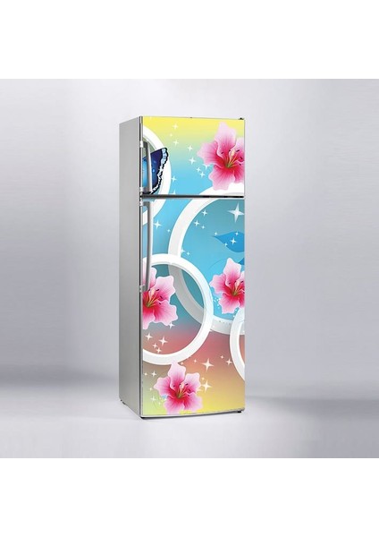 Buzdolabı Sticker Kaplama Dolap Kaplama Etiketi 3D Çiçek Yuvarlak