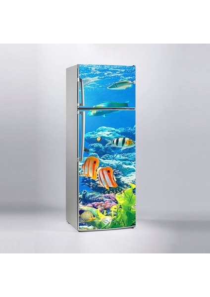Buzdolabı Sticker Kaplama Dolap Kaplama Etiketi Denizaltı Balıklar