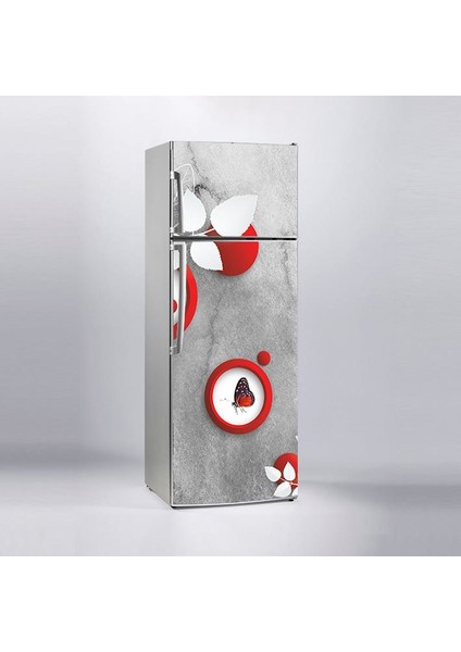 Buzdolabı Sticker Kaplama Dolap Kaplama Etiketi Kırmızı Yuvarlak Kelebek