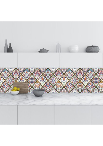Mutfak Tezgah Arası Folyo Fayans Kaplama Folyosu Türk Osmanlı Motif 2 60 x 100 cm