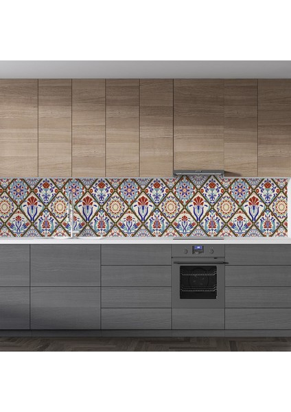 Mutfak Tezgah Arası Folyo Fayans Kaplama Folyosu Türk Osmanlı Motif 1 60 x 100 cm modelleri