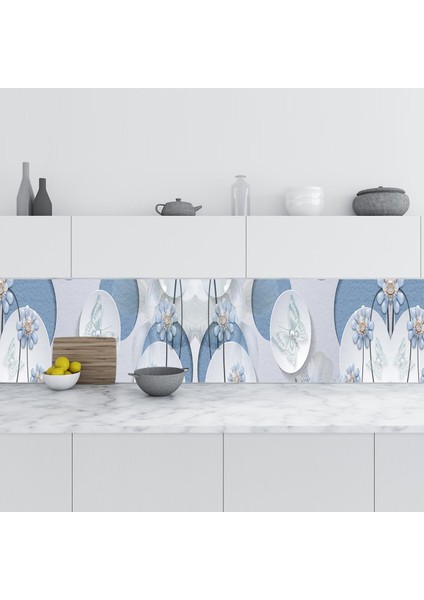 Mutfak Tezgah Arası Folyo Fayans Kaplama Folyosu Kelebek Elmas Çiçek 60 x 200 cm