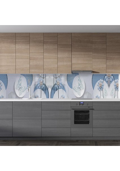 Mutfak Tezgah Arası Folyo Fayans Kaplama Folyosu Kelebek Elmas Çiçek 60 x 200 cm fiyatları