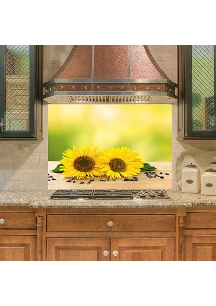 Mutfak Duvar Tezgah Arası Ocak Arkası Sticker Kaplama Ayçiçeği