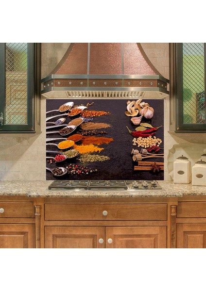 Mutfak Duvar Tezgah Arası Ocak Arkası Sticker Kaplama Baharat Çeşniler