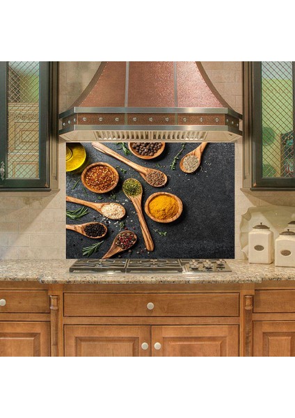 Mutfak Duvar Tezgah Arası Ocak Arkası Sticker Kaplama Baharatlar