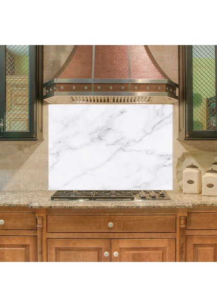 Mutfak Duvar Tezgah Arası Ocak Arkası Sticker Kaplama Beyaz Mermer