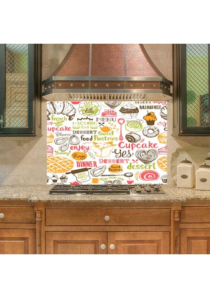 Mutfak Duvar Tezgah Arası Ocak Arkası Sticker Kaplama Cupcake