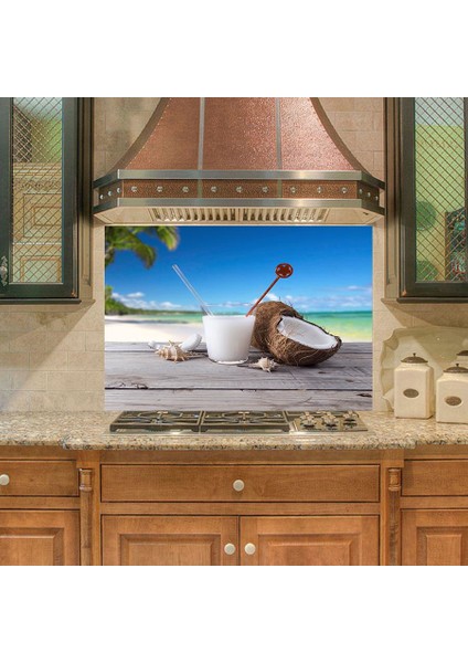 Mutfak Duvar Tezgah Arası Ocak Arkası Sticker Kaplama Hindistan Cevizi