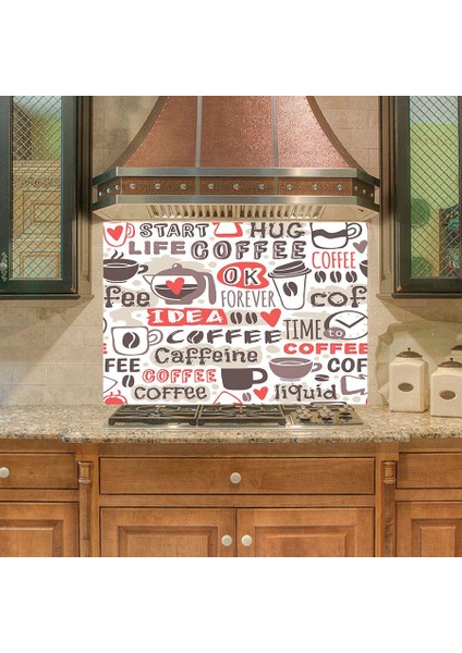 Mutfak Duvar Tezgah Arası Ocak Arkası Sticker Kaplama Idea Coffee