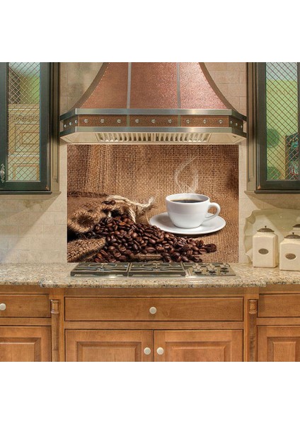 Mutfak Duvar Tezgah Arası Ocak Arkası Sticker Kaplama Kahve Çekirdek