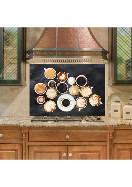 Mutfak Duvar Tezgah Arası Ocak Arkası Sticker Kaplama Kahveler