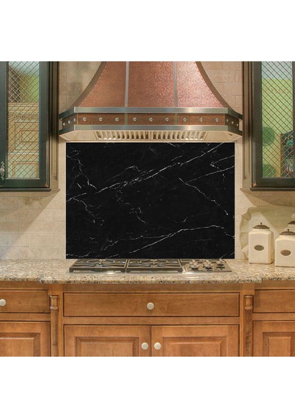 Mutfak Duvar Tezgah Arası Ocak Arkası Sticker Kaplama Siyah Mermer