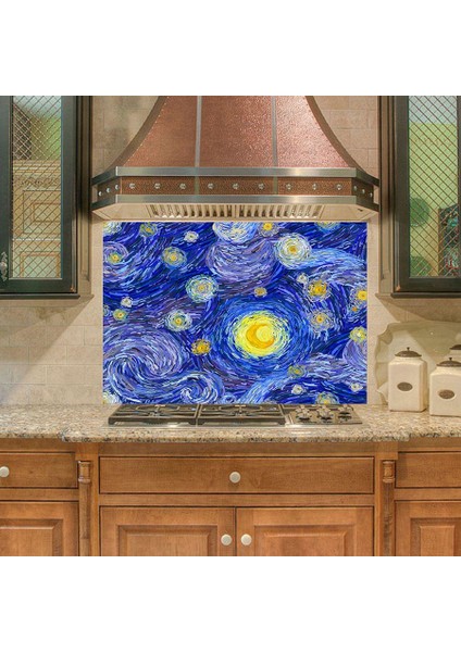 Mutfak Duvar Tezgah Arası Ocak Arkası Sticker Kaplama Van Gogh