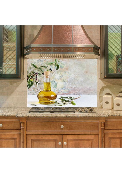 Mutfak Duvar Tezgah Arası Ocak Arkası Sticker Kaplama Zeytinyağı Şişe