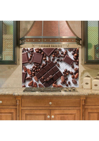 Mutfak Duvar Tezgah Arası Ocak Arkası Sticker Kaplama Çikolata Kahve
